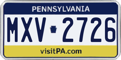 PA license plate MXV2726