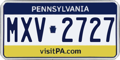PA license plate MXV2727