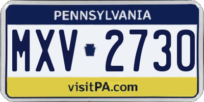 PA license plate MXV2730