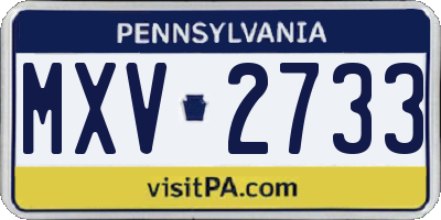 PA license plate MXV2733