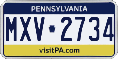 PA license plate MXV2734