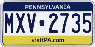 PA license plate MXV2735