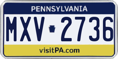 PA license plate MXV2736