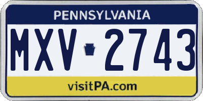 PA license plate MXV2743