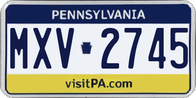 PA license plate MXV2745