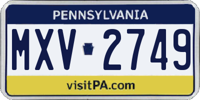 PA license plate MXV2749