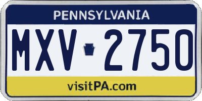 PA license plate MXV2750