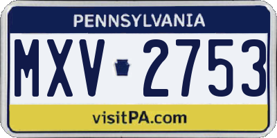 PA license plate MXV2753