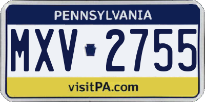 PA license plate MXV2755