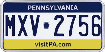PA license plate MXV2756