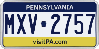 PA license plate MXV2757