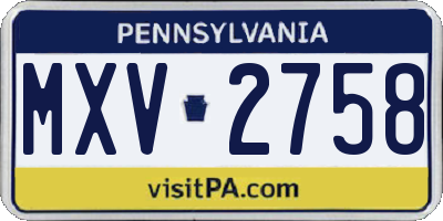 PA license plate MXV2758