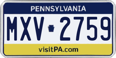 PA license plate MXV2759