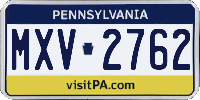 PA license plate MXV2762