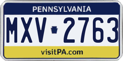 PA license plate MXV2763