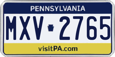 PA license plate MXV2765