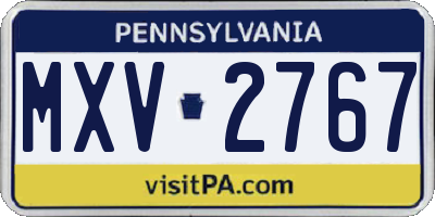 PA license plate MXV2767