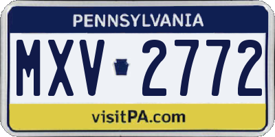 PA license plate MXV2772