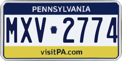 PA license plate MXV2774