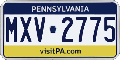 PA license plate MXV2775