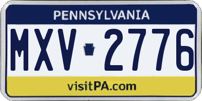 PA license plate MXV2776