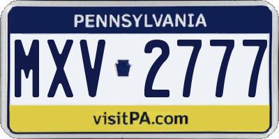 PA license plate MXV2777