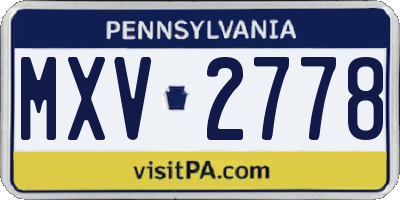 PA license plate MXV2778