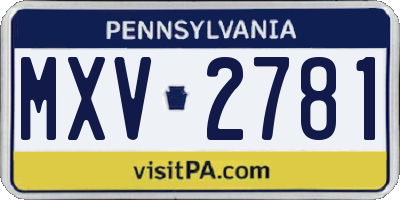 PA license plate MXV2781