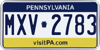 PA license plate MXV2783