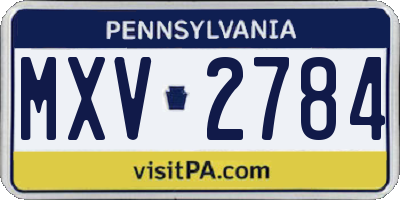 PA license plate MXV2784