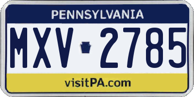 PA license plate MXV2785