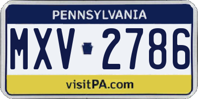 PA license plate MXV2786