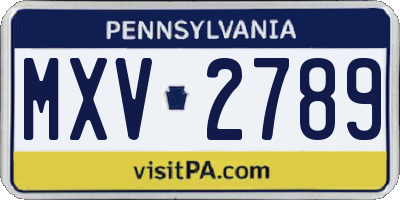 PA license plate MXV2789