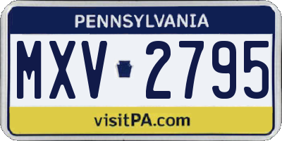 PA license plate MXV2795