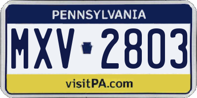 PA license plate MXV2803