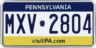 PA license plate MXV2804