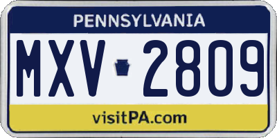 PA license plate MXV2809