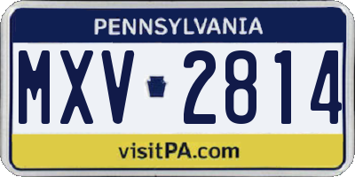 PA license plate MXV2814
