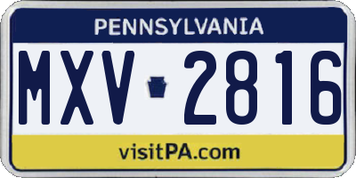 PA license plate MXV2816