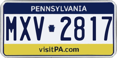 PA license plate MXV2817