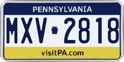 PA license plate MXV2818