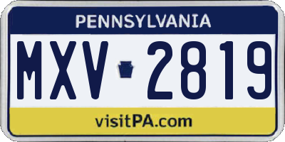 PA license plate MXV2819