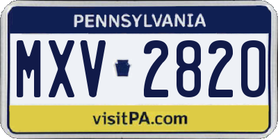 PA license plate MXV2820