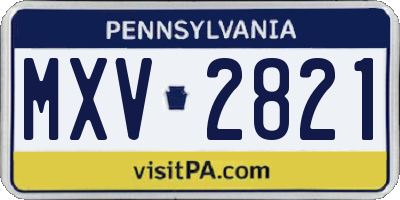 PA license plate MXV2821