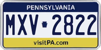 PA license plate MXV2822