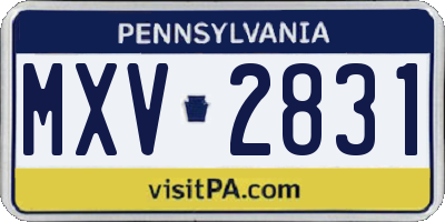 PA license plate MXV2831