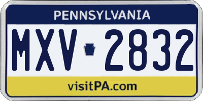 PA license plate MXV2832