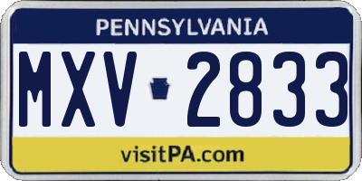 PA license plate MXV2833