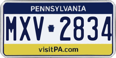 PA license plate MXV2834