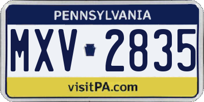 PA license plate MXV2835